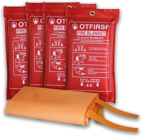 Emergency Fire Blanket for Home and Kitchen-Orange-A 2 Pack 39.3"x39.3" Silicone Fiberglass Fire Blankets Emergency for House Fireplace, Grill, BBQ,Camping,Warehouse Emergency Survival Safety in Saudi Arabia