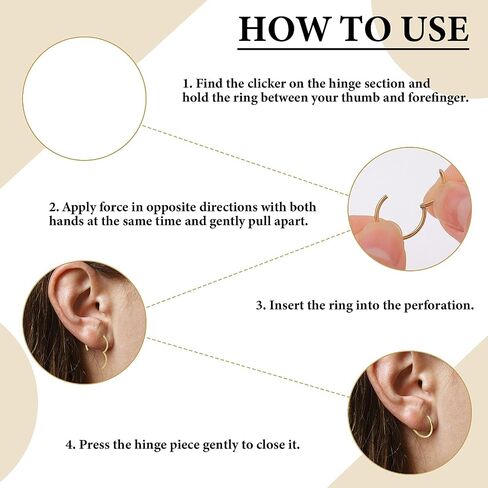 12Pcs Hoop Nose Rings 18G Septum Nose Rings Women Men Stainless Steel Double Hoop Nose Ring(6/8/10mm) in Saudi Arabia