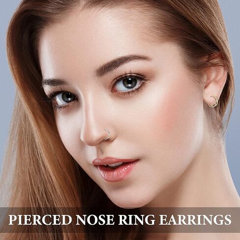 12Pcs Hoop Nose Rings 18G Septum Nose Rings Women Men Stainless Steel Double Hoop Nose Ring(6/8/10mm) in Saudi Arabia
