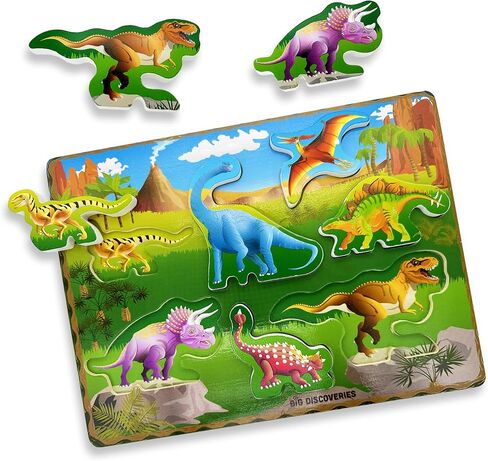 Big Discoveries Wooden Puzzle - Animal Wood Puzzles for Toddlers 2+ Years Old | Montessori Learning Puzzles for Kids - Great for Preschool Aged Boys and Girls (Forest Animals) in Saudi Arabia