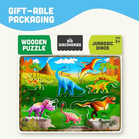 Big Discoveries Wooden Puzzle - Animal Wood Puzzles for Toddlers 2+ Years Old | Montessori Learning Puzzles for Kids - Great for Preschool Aged Boys and Girls (Forest Animals) in Saudi Arabia