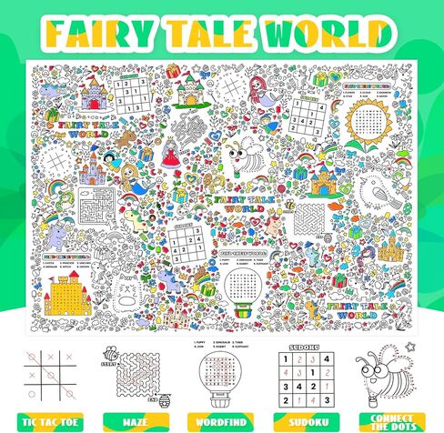 ملصق تلوين عملاق ليوميات إليانور للأطفال، مفرش طاولة تلوين جامبو يونيكورن، غطاء طاولة ورقي تعليمي، حرف العودة إلى المدرسة، الفصل الدراسي، ديكور المنزل وحفلات عيد الفصح، 47.2 × 33.3 بوصة in Kuwait