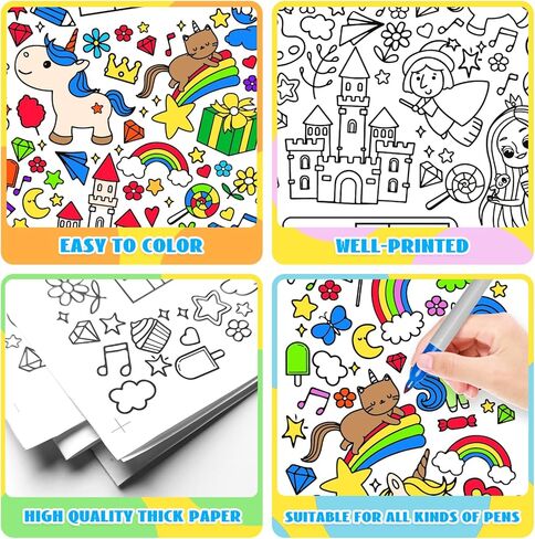 ملصق تلوين عملاق ليوميات إليانور للأطفال، مفرش طاولة تلوين جامبو يونيكورن، غطاء طاولة ورقي تعليمي، حرف العودة إلى المدرسة، الفصل الدراسي، ديكور المنزل وحفلات عيد الفصح، 47.2 × 33.3 بوصة in Kuwait