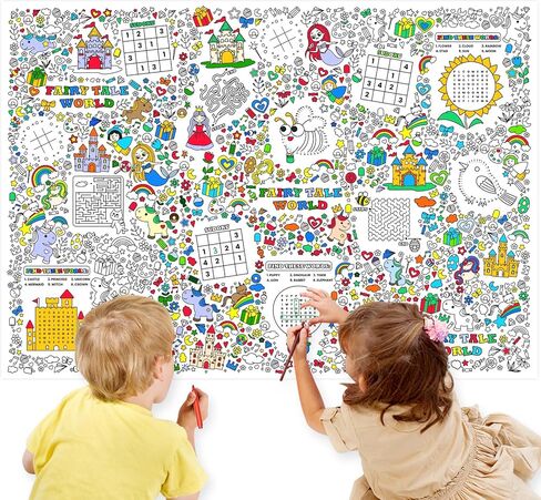 ملصق تلوين عملاق ليوميات إليانور للأطفال، مفرش طاولة تلوين جامبو يونيكورن، غطاء طاولة ورقي تعليمي، حرف العودة إلى المدرسة، الفصل الدراسي، ديكور المنزل وحفلات عيد الفصح، 47.2 × 33.3 بوصة in Kuwait