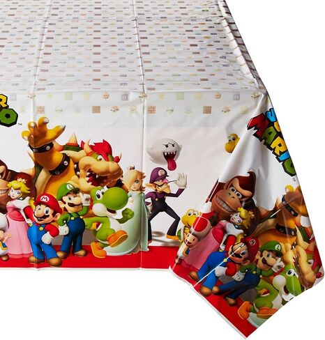 Amscan Delightful Multicolor Plastic Super Mario Brothers Table Covers - 54" x 96" (Pack of 6) - Durable, Easy-to-Clean & Reusable Covers - Perfect for Parties, Birthdays & Themed Events in Saudi Arabia