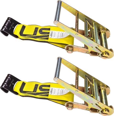 US Cargo Control 4 Inch x 11 Inch Fixed End (2-Pack), Zinc-Coated Ratchet and Black Flat Hook, 5,400 lbs Working Load Limit, 4 Inch Ratchet Strap Fixed Ends for Flatbed Trailers and Trucks in Kuwait