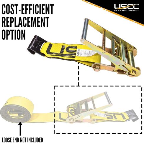 US Cargo Control 4 Inch x 11 Inch Fixed End (2-Pack), Zinc-Coated Ratchet and Black Flat Hook, 5,400 lbs Working Load Limit, 4 Inch Ratchet Strap Fixed Ends for Flatbed Trailers and Trucks in Kuwait