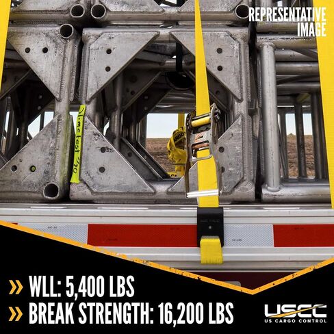 US Cargo Control 4 Inch x 11 Inch Fixed End (2-Pack), Zinc-Coated Ratchet and Black Flat Hook, 5,400 lbs Working Load Limit, 4 Inch Ratchet Strap Fixed Ends for Flatbed Trailers and Trucks in Kuwait
