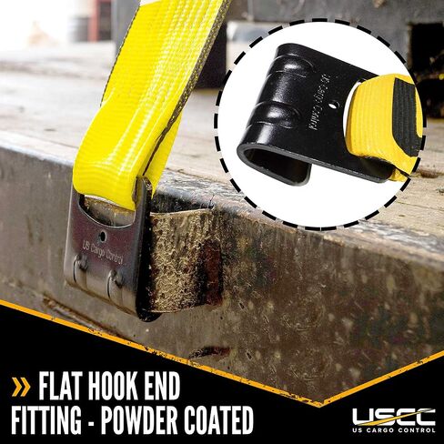 US Cargo Control 4 Inch x 11 Inch Fixed End (2-Pack), Zinc-Coated Ratchet and Black Flat Hook, 5,400 lbs Working Load Limit, 4 Inch Ratchet Strap Fixed Ends for Flatbed Trailers and Trucks in Kuwait