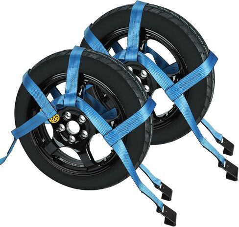 Set of 2 Tow Dolly Straps with Flat Hook, Blue Adjustable Tow Dolly Straps, Fits Most 16-20" Tires Webbing Ratchet Straps in Saudi Arabia