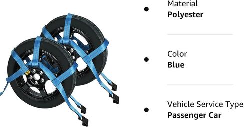 Set of 2 Tow Dolly Straps with Flat Hook, Blue Adjustable Tow Dolly Straps, Fits Most 16-20" Tires Webbing Ratchet Straps in Saudi Arabia