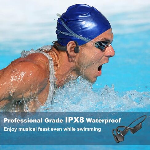 Bone Conduction Swimming Headphones,Waterproof IP68,Wireless Bluetooth 5.3 Earphones with Microphone, Built-in 32GB TF for More Than 10H Music Play, Open Ear Bluetooth Headphones in Kuwait