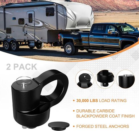 60691 مرساة سلسلة أمان لنظام بوك معقوفة، تناسب 2013-2021 Ford F250 F350 F450، 2016-2020 شيفروليه سيلفرادو، جي إم سي سييرا و2016-2023 نيسان تيتان XD، 30000 رطل GTW، عبوتان in Kuwait