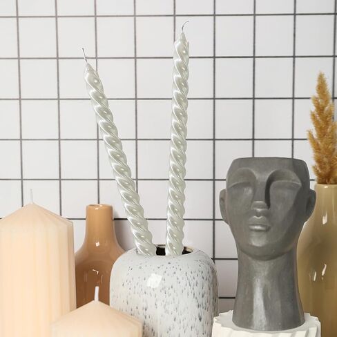 Taper Candles, 12 Pack Unscented 10 Inch Dinner Candle Set, White Glossy Metal Style Candle Sticks, 8 Hours Burn Time, Smokeless Dripless Non-Toxic Hand Poured Candlesticks in Saudi Arabia