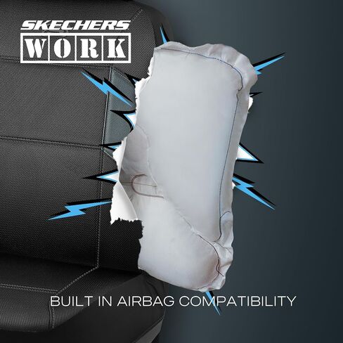 Skechers Work Car Seat Covers, 5-Times Stronger Built-in Webbing Seat Cover Full Set, Mesh Fabric Seat Cover for Car, Airbag Compatible, Automotive Comfort for Most Cars, Trucks, SUVs (Beige,Full Set) in Saudi Arabia