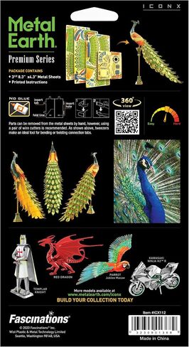 Metal Earth Fascinations Premium Series Peacock 3D Metal Model Kit Bundle with Tweezers in Saudi Arabia