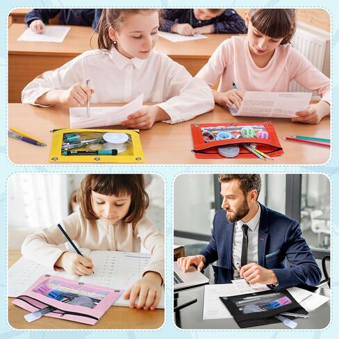 100 Pack 10 Colors Pencil Pouch for 3 Ring Binder, Binder Pencil Pouch with Smooth Zipper, Clear Window Pencil Case Binder, Durable Zipper Pencil Pouch, Bulk Pencil Bags for School and Office Supplies in Saudi Arabia