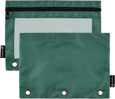Hunter Green Pencil Pouch for 3 Ring Binder Pencil Pouches with Zippers Clear Window Binder Pockets Pencil Bags for Daily Organzier Office Work 2 Packs in Saudi Arabia
