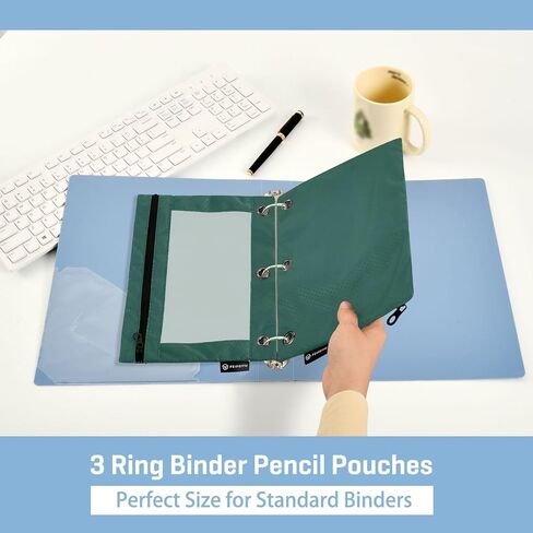 Hunter Green Pencil Pouch for 3 Ring Binder Pencil Pouches with Zippers Clear Window Binder Pockets Pencil Bags for Daily Organzier Office Work 2 Packs in Saudi Arabia