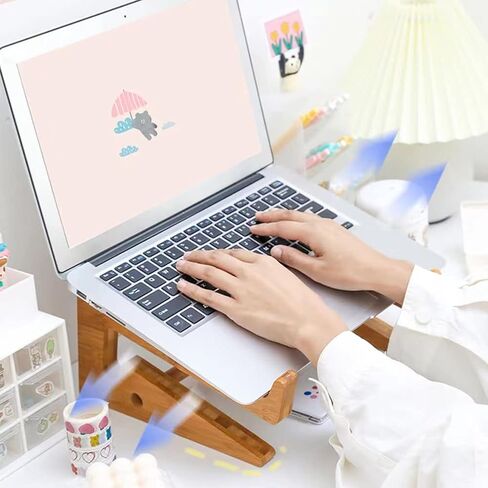 Tablet Laptop Stand Holder, Bamboo Wooden DIY Assemble Notebook Laptop PC Tablet Desktop Mount Stand Holder Universal Desktop Stand for Notebook Computer Fits for MacBook All iPad in Saudi Arabia
