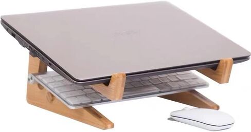 Tablet Laptop Stand Holder, Bamboo Wooden DIY Assemble Notebook Laptop PC Tablet Desktop Mount Stand Holder Universal Desktop Stand for Notebook Computer Fits for MacBook All iPad in Saudi Arabia