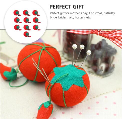 VILLCASE 10pcs Tomato Cotton Needling,Hand Sewing Needles Crochet Accessories Decked Needle Holder Shape Pin Cushion Wearable Needle Pincushion Tomato Pin Cushion Manual in Saudi Arabia