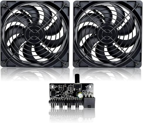 120x120x25mm 120mm 12V 0.45A 2Pin Computer Fan with AC Plug Cabinet Fan DC Brushless Cooling Fan Brushless DC Cooler Case Cooling Fan 12V gpu Mining rig Fan(2*3000RPM FAN + FAN SPEEDCONTROL) in Saudi Arabia