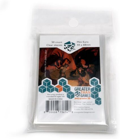Greater Than Games: Card Sleeves: Mini Euro Size - 44x68 mm, 50 Sleeves, Clear, Acid Free & PVC Free, Card Game Protective Accessory in Kuwait