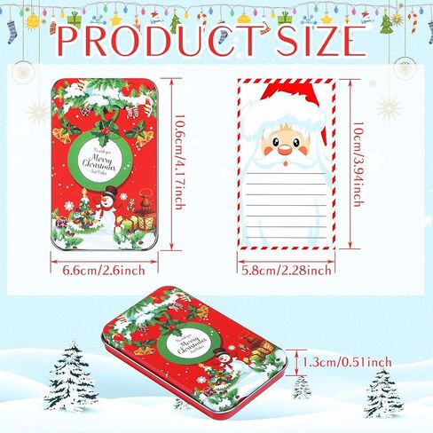 Suttmin 48 قطعة من صناديق حامل بطاقات هدايا عيد الميلاد من Suttmin علب هدايا عيد الميلاد من الصفيح صناديق هدايا معدنية من الصفيح مع بطاقات معايدة عيد الميلاد لهدية حفلات عيد الميلاد (النمط الكلاسيكي) in Kuwait