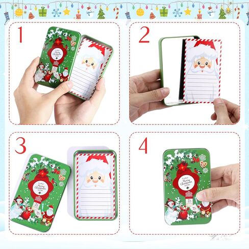 Suttmin 48 قطعة من صناديق حامل بطاقات هدايا عيد الميلاد من Suttmin علب هدايا عيد الميلاد من الصفيح صناديق هدايا معدنية من الصفيح مع بطاقات معايدة عيد الميلاد لهدية حفلات عيد الميلاد (النمط الكلاسيكي) in Kuwait