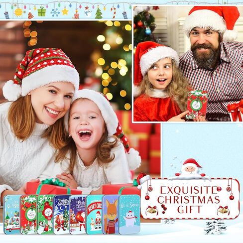 Suttmin 48 قطعة من صناديق حامل بطاقات هدايا عيد الميلاد من Suttmin علب هدايا عيد الميلاد من الصفيح صناديق هدايا معدنية من الصفيح مع بطاقات معايدة عيد الميلاد لهدية حفلات عيد الميلاد (النمط الكلاسيكي) in Kuwait