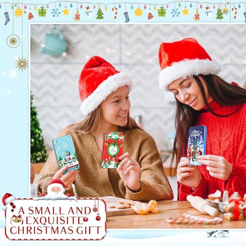 Suttmin 48 قطعة من صناديق حامل بطاقات هدايا عيد الميلاد من Suttmin علب هدايا عيد الميلاد من الصفيح صناديق هدايا معدنية من الصفيح مع بطاقات معايدة عيد الميلاد لهدية حفلات عيد الميلاد (النمط الكلاسيكي) in Kuwait