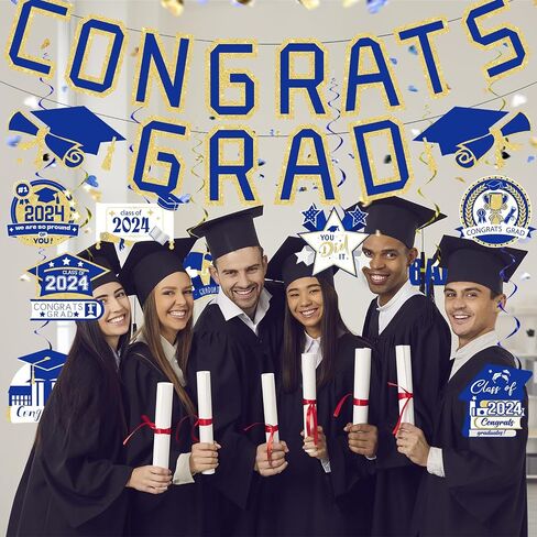 Red and Black Graduation Decorations 2024 Congrats Grad Banner Class of 2024 Hanging Swirls Decorations Congratulation Graduates Decor in Saudi Arabia