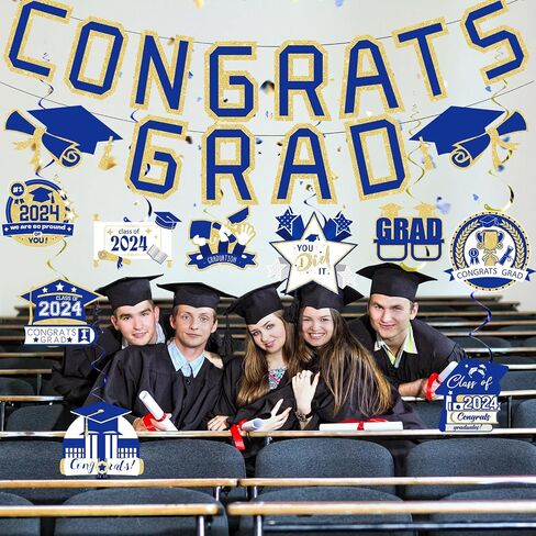 Red and Black Graduation Decorations 2024 Congrats Grad Banner Class of 2024 Hanging Swirls Decorations Congratulation Graduates Decor in Saudi Arabia
