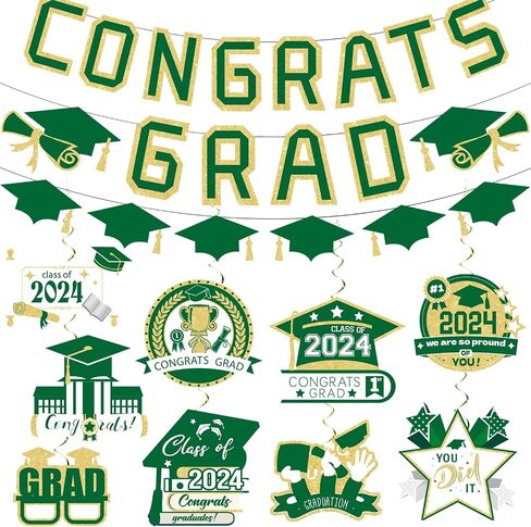 Red and Black Graduation Decorations 2024 Congrats Grad Banner Class of 2024 Hanging Swirls Decorations Congratulation Graduates Decor in Saudi Arabia