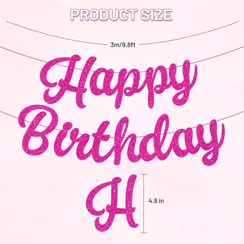 Girls Party Decorations Pink Happy Birthday Banner Pink Princess Party Hanging Decoration for Pink Themed Party Bachelorette Princess Birthday Bridal Shower Wedding Party Supplie in Saudi Arabia