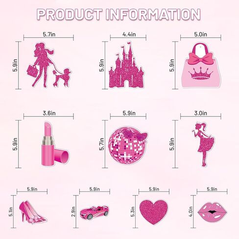 Girls Party Decorations Pink Happy Birthday Banner Pink Princess Party Hanging Decoration for Pink Themed Party Bachelorette Princess Birthday Bridal Shower Wedding Party Supplie in Saudi Arabia