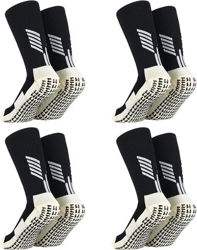 4 Pair Socks, Soccer Socks Men Speed Ankle Anti Slip Football Sock for Women Girls Boys Youth Teen Kids(Black) in Saudi Arabia