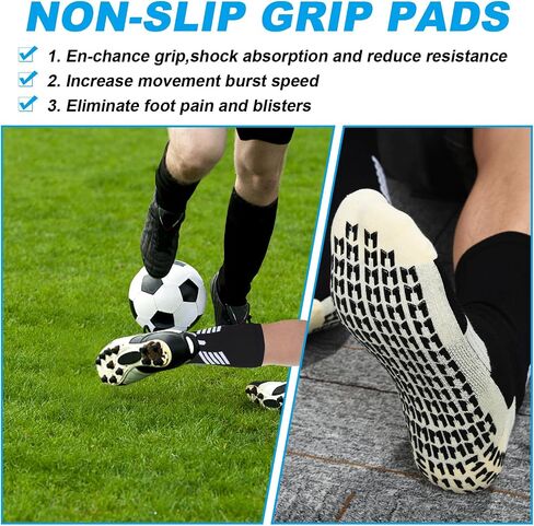 4 Pair Socks, Soccer Socks Men Speed Ankle Anti Slip Football Sock for Women Girls Boys Youth Teen Kids(Black) in Saudi Arabia