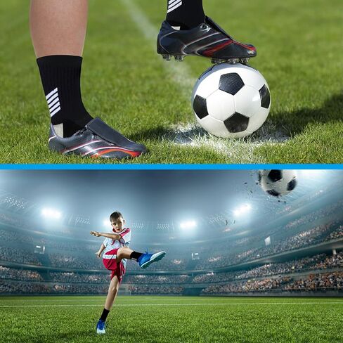 4 Pair Socks, Soccer Socks Men Speed Ankle Anti Slip Football Sock for Women Girls Boys Youth Teen Kids(Black) in Saudi Arabia
