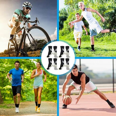 4 Pair Socks, Soccer Socks Men Speed Ankle Anti Slip Football Sock for Women Girls Boys Youth Teen Kids(Black) in Saudi Arabia