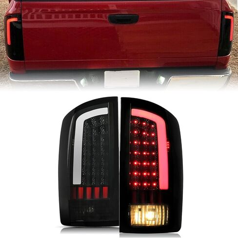 Kojem LED Tail Light Compatible with 2002-2006 Dodge Ram 1500/2003-2006 Dodge Ram 2500 3500 LED Tube Bar Brake Turn Signal Lamp Taillight Driver & Passenger Side -Clear Lens & Black Housing in Saudi Arabia