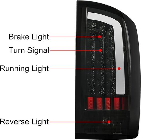 Kojem LED Tail Light Compatible with 2002-2006 Dodge Ram 1500/2003-2006 Dodge Ram 2500 3500 LED Tube Bar Brake Turn Signal Lamp Taillight Driver & Passenger Side -Clear Lens & Black Housing in Saudi Arabia