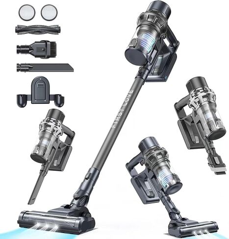 FirstLove Cordless Vacuum Cleaner, 25Kpa Powerful Suction Power Stick Vacuum with Rechargeable Battery, 6-in-1 Lightweight Handheld Vacuum Perfect for Pet Hair Carpet Floor Cleaner in Saudi Arabia