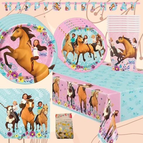 Spirit Riding Free Party Supplies with Spirit Party Decorations and Spirit Tableware for 16 Guests for your Girls Birthday Party or Baby Shower in Saudi Arabia