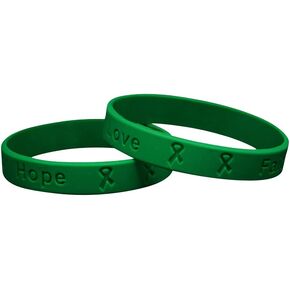 Green Silicone Bracelet – Green Ribbon Bracelet for Cerebral Palsy, Glaucoma, Mental Health, Liver Cancer, and Organ Donation Awareness – Inexpensive Green Rubber Wristband (1 Bracelet)