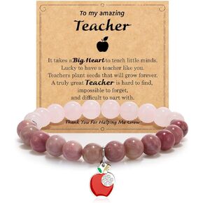 Caiyao Teachers' Day Bracelets Teacher Appreciation Gifts Bracelets Healing Natural Stone Stretch Bracelet for Women Men End of Year Thank You Graduation Gifts Back to School Jewelry
