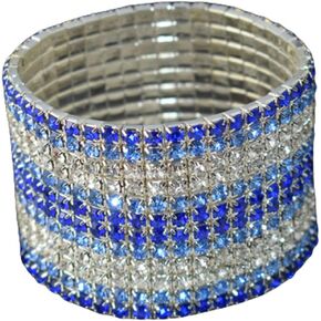 Multicolor Rhinestone Stackable Stretch Bracelets 12 Rows Sparkling Strand Crystal Tennis Bracelet Rhinestone Bracelet Wedding Jewelry for Women Bridal Girls