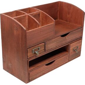 Executive Office Solutions Large Adjustable Wooden Office Desk Organizer for Desktop, Tabletop, or Counter – Wood Storage Shelf Rack – for Office Supplies, Desk Accessories, or Mail - Barnwood (WO13)
