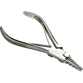 HTS 186P1 5.75" 2 Notch Bent Tip Stainless Steel Ring Opening Pliers